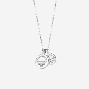 Tiffany Sterling Silver Circle Duo Adjustable 18” Necklace + Pouch & Receipt